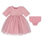 Younger Girls Pink Tulle Dress Set, 1, hi-res