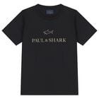 Boys Black Logo T-Shirt, 1, hi-res