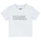 Younger Boys White & Blue Logo Shorts Set, 1, hi-res