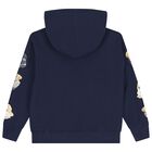 Girls Navy Blue Polo Bear Hooded Top, 1, hi-res