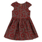 Girls Red & Gold Jacquard Dress, 3, hi-res