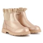 Girls Gold Knit Sock Boots, 1, hi-res