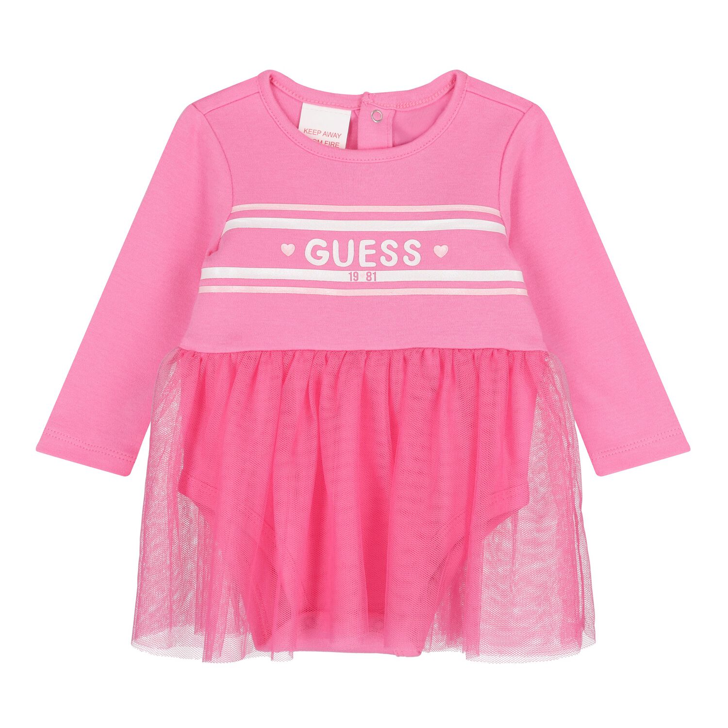 Baby Girls Pink Bodysuit Dress, 2, hi-res
