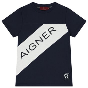 Boys Navy Blue Logo T-Shirt