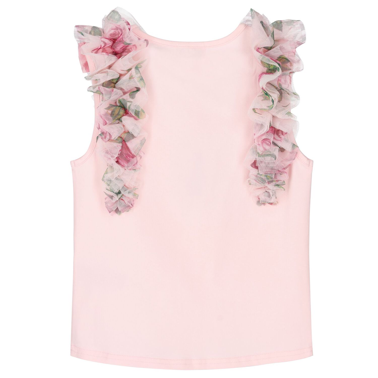 Girls Pink Ruffled Tulle Top, 2, hi-res