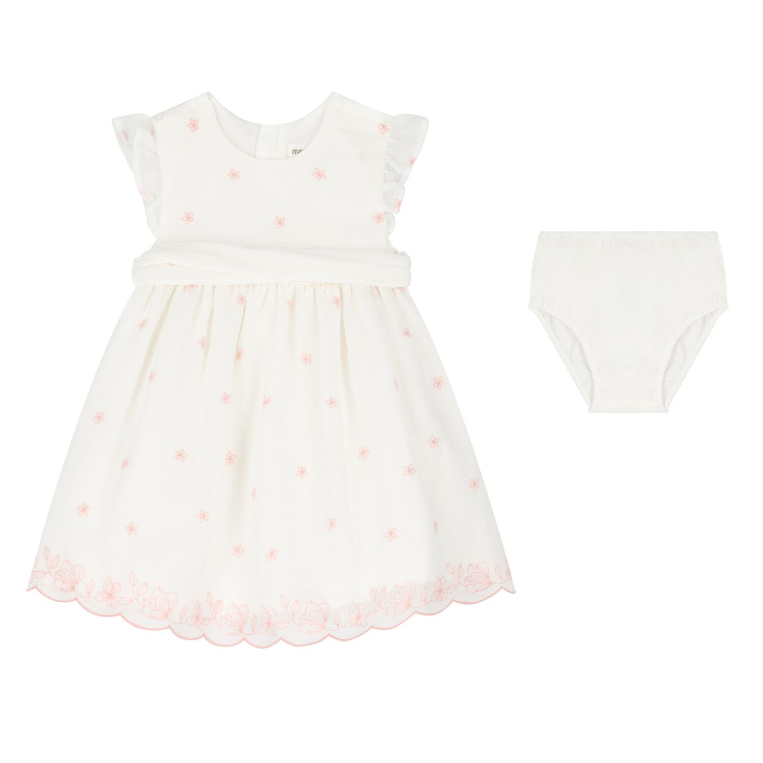 Baby Girls Ivory & Pink Embroidered Dress Set, 2, hi-res