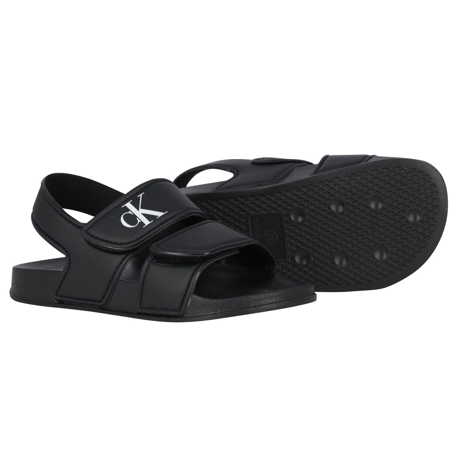 Black Logo Sandals, 1, hi-res