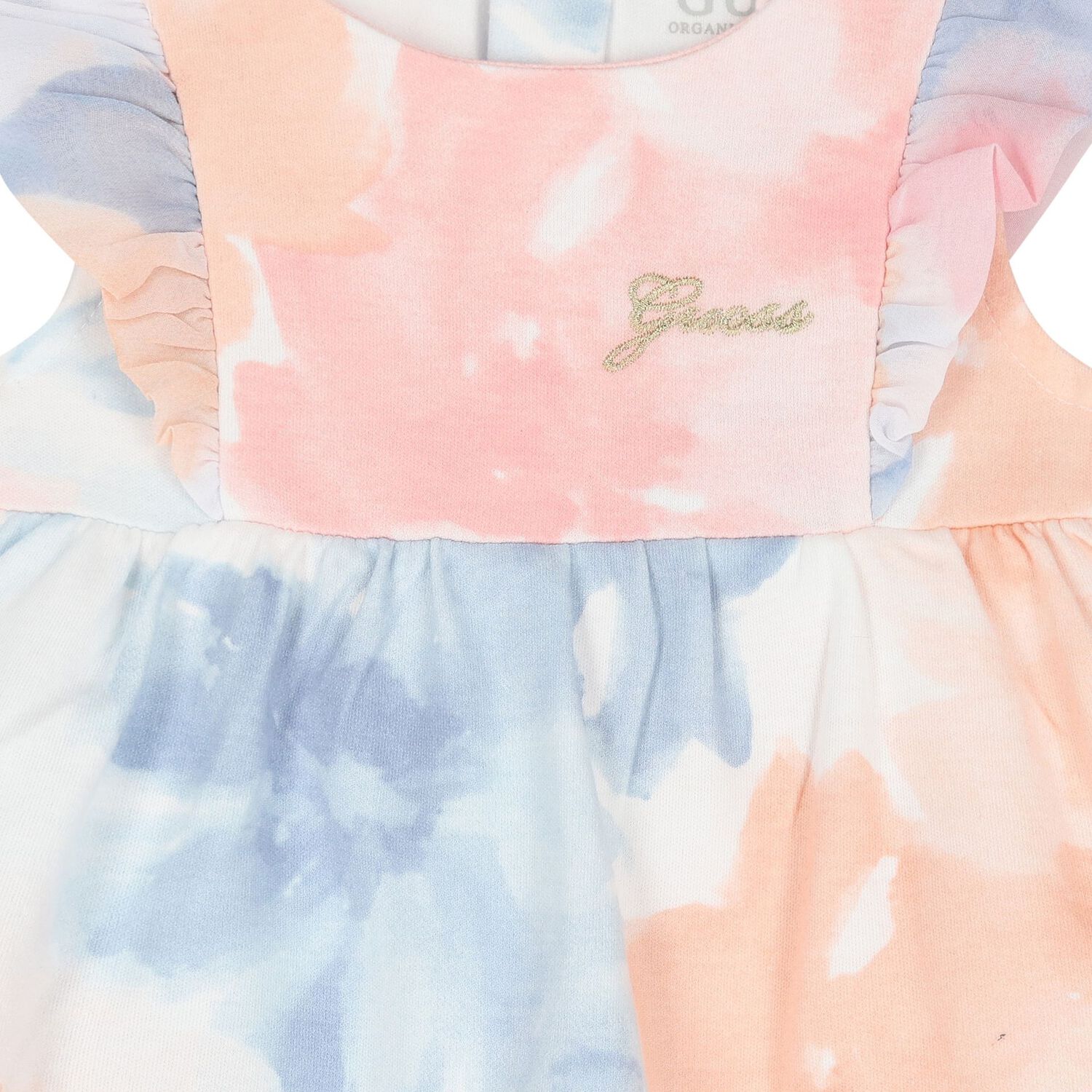 Baby Girls Pink & Blue Tie Dye Flower Print Bodysuit, 1, hi-res