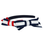 Girls Navy Blue Striped Headband, 1, hi-res