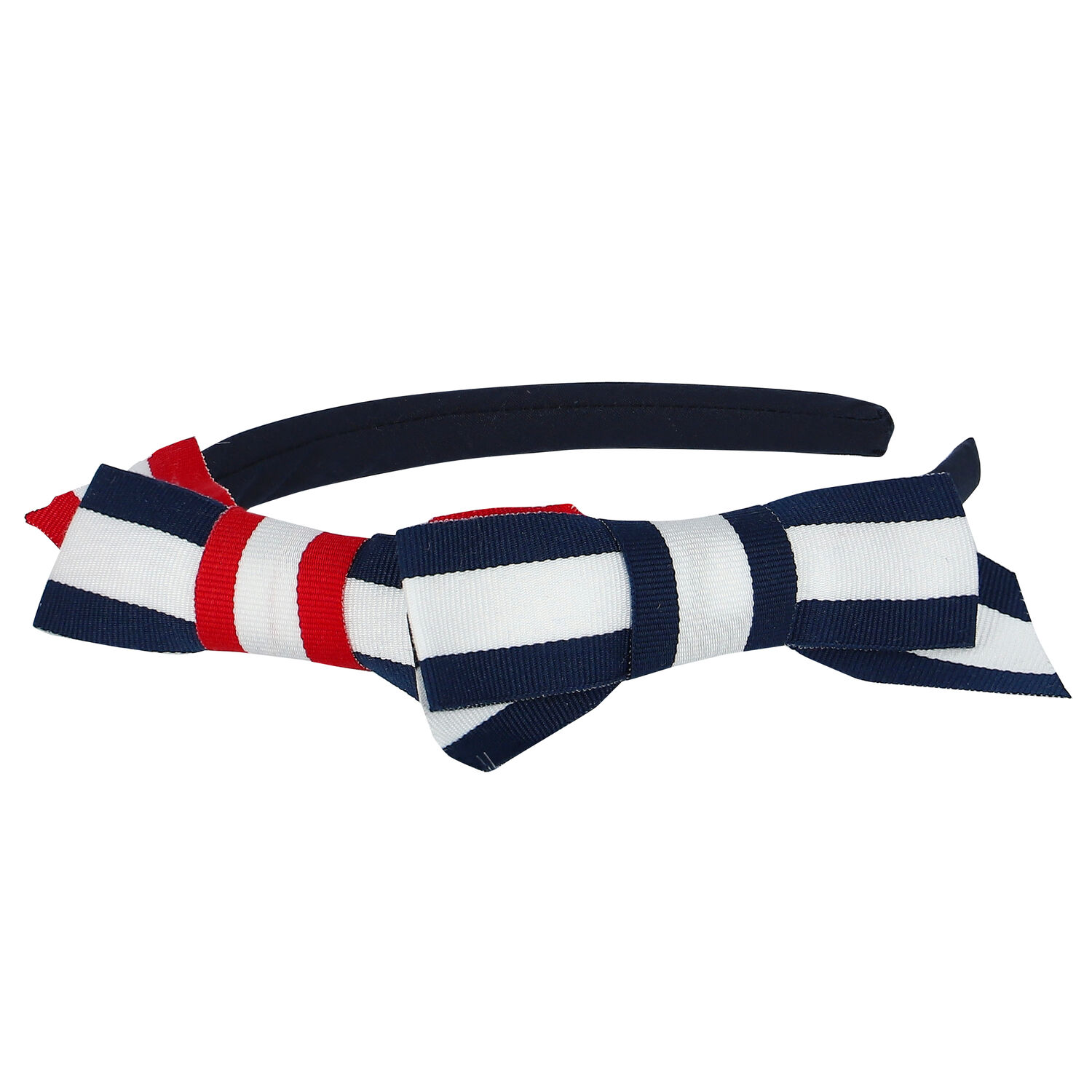 Girls Navy Blue Striped Headband, 1, hi-res