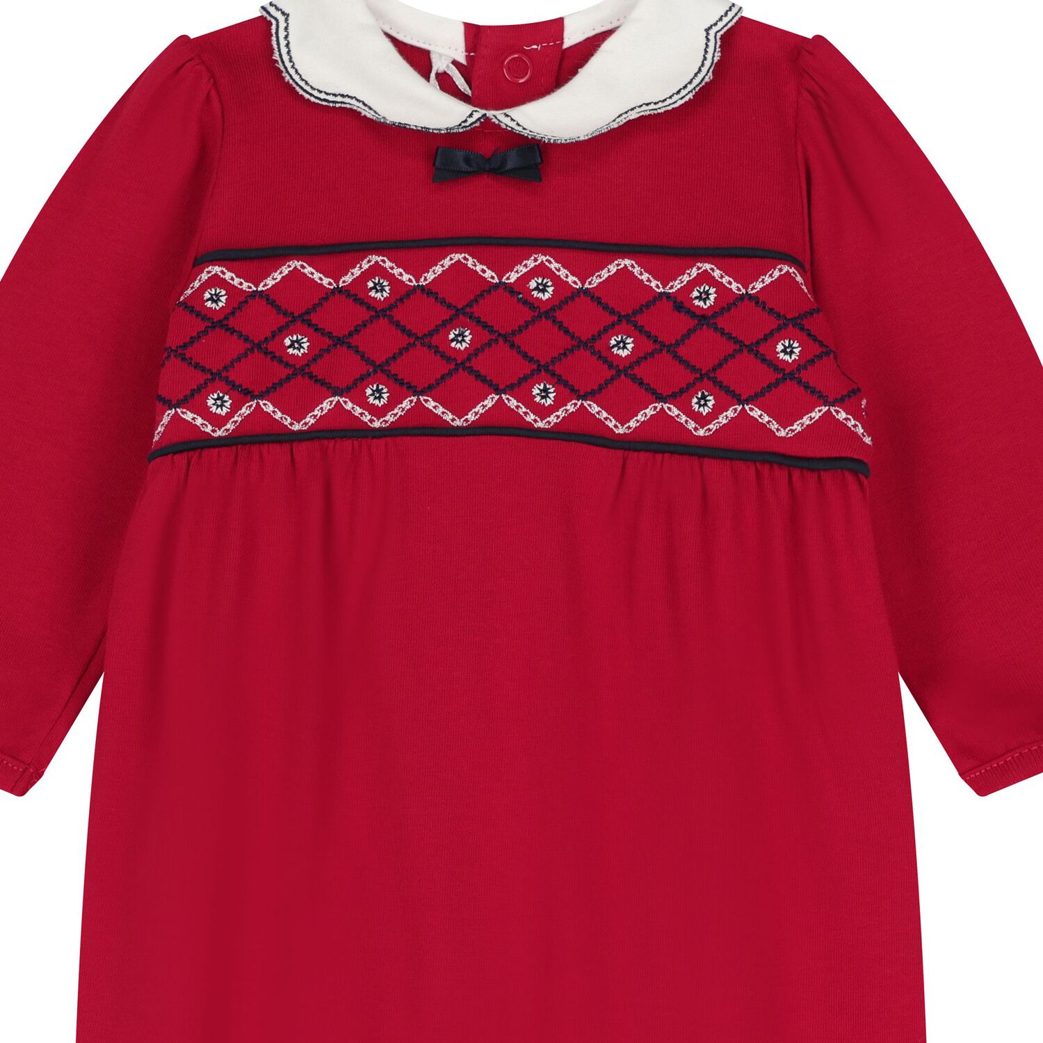 Baby Girls Red Bow Babygrow, 1, hi-res image number null