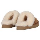Girls Chestnut Brown Disquette Slider Slippers, 1, hi-res