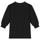 Girls Black Teddy Bear Logo Dress, 4, hi-res