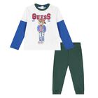 Younger Boys White & Green Logo Trousers Set, 1, hi-res