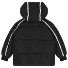 Boys Black Logo Puffer Jacket, 1, hi-res