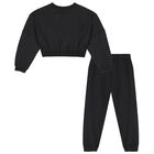 Girls Black Logo Tracksuit, 1, hi-res