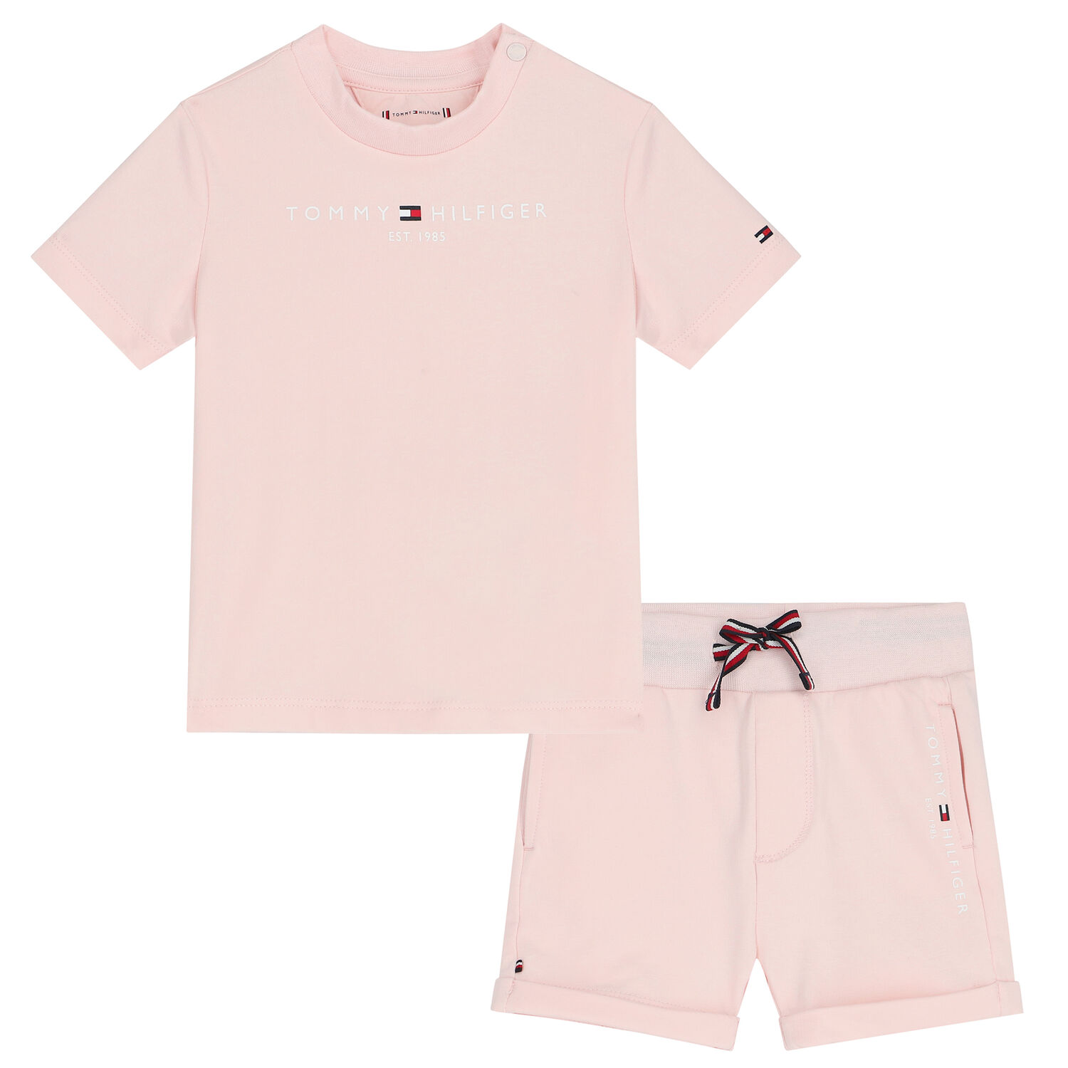 Baby Girls Pink Logo Shorts Set, 2, hi-res