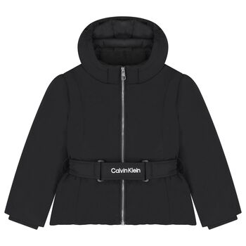 Girls Black Logo Padded Puffer Jacket