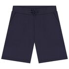 Boys Navy Blue Logo Shorts, 3, hi-res