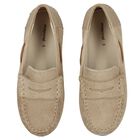 Boys Beige Suede & Leather Loafers, 1, hi-res