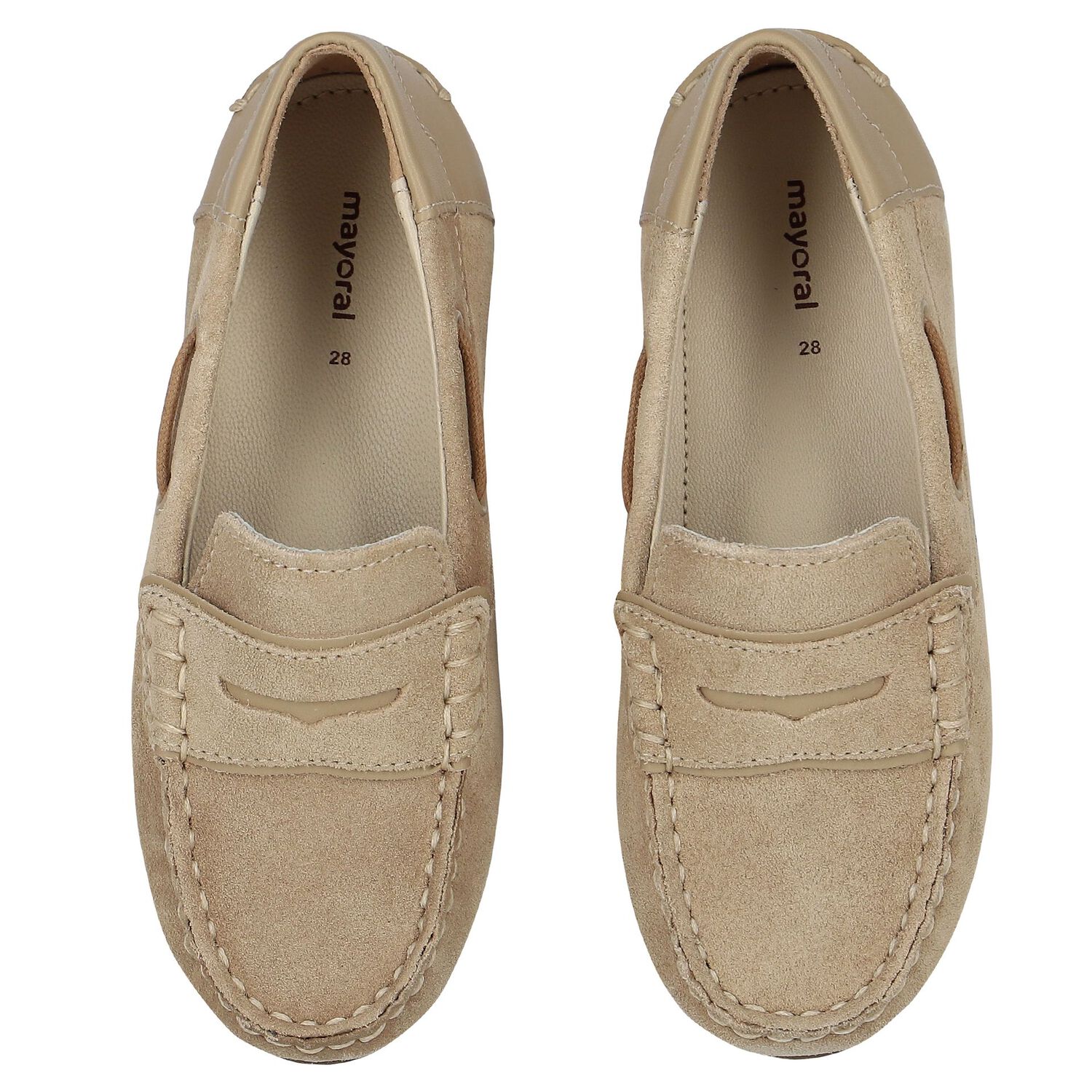Boys Beige Suede & Leather Loafers, 1, hi-res