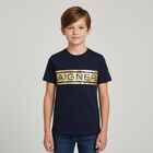 Boys Navy & Gold Logo T-Shirt, 1, hi-res