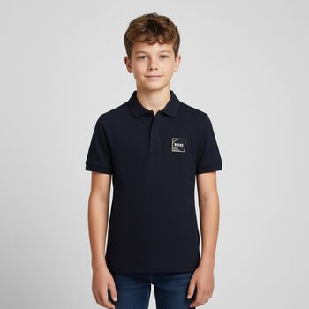 Boys Navy Blue Logo Polo Shirt
