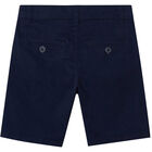 Boys Navy Blue Cotton Twill Shorts, 4, hi-res