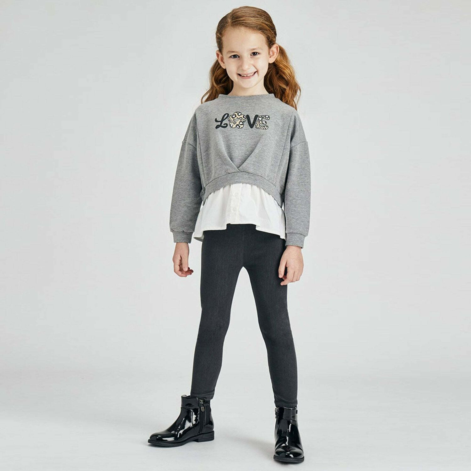 Girls Grey Leggings Set, 1, hi-res