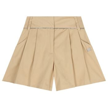 Girls Beige Logo Shorts