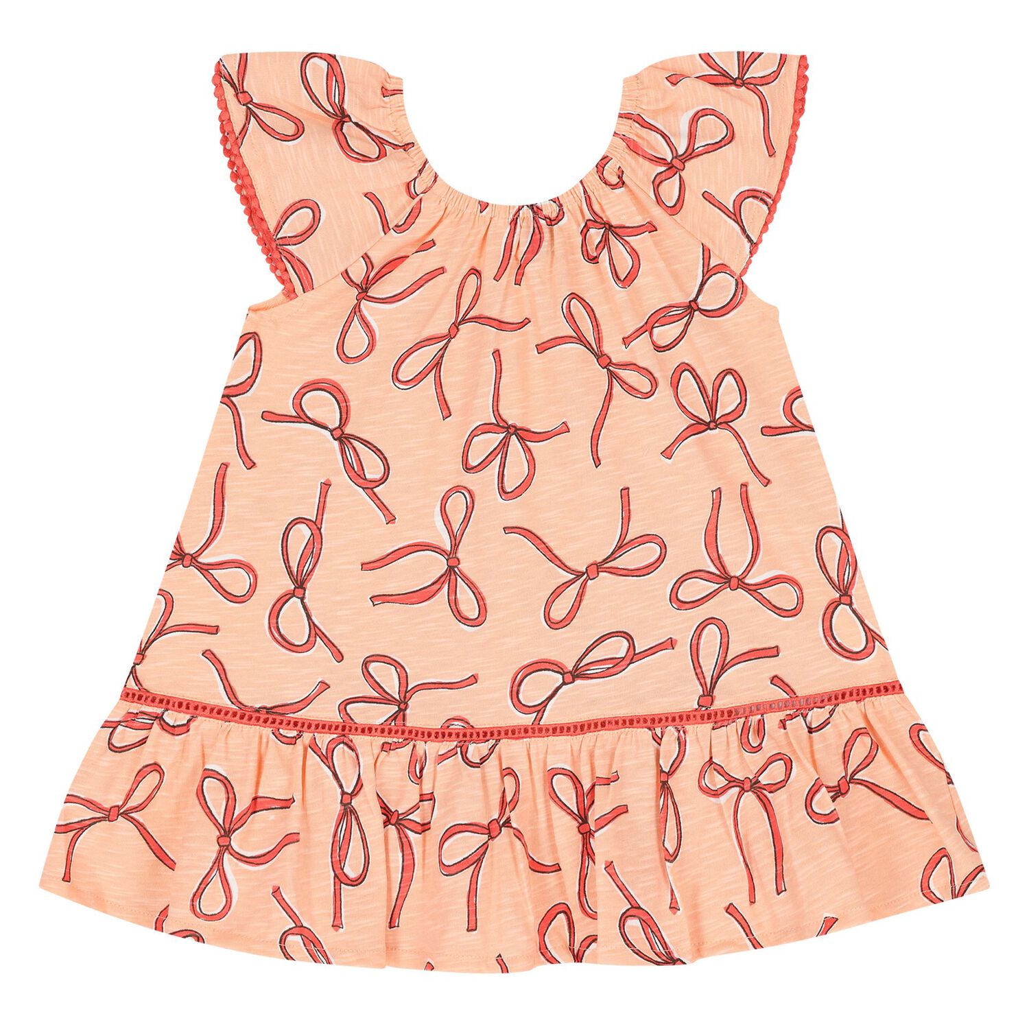 Younger Girls Beige Bow Dress Set, 1, hi-res