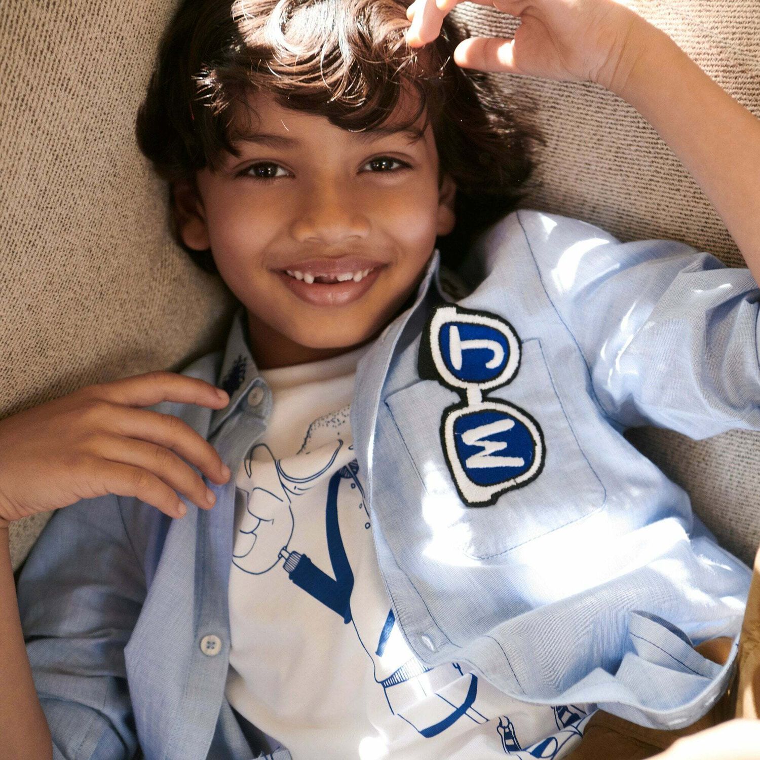 Boys Light Blue Logo Shirt, 1, hi-res