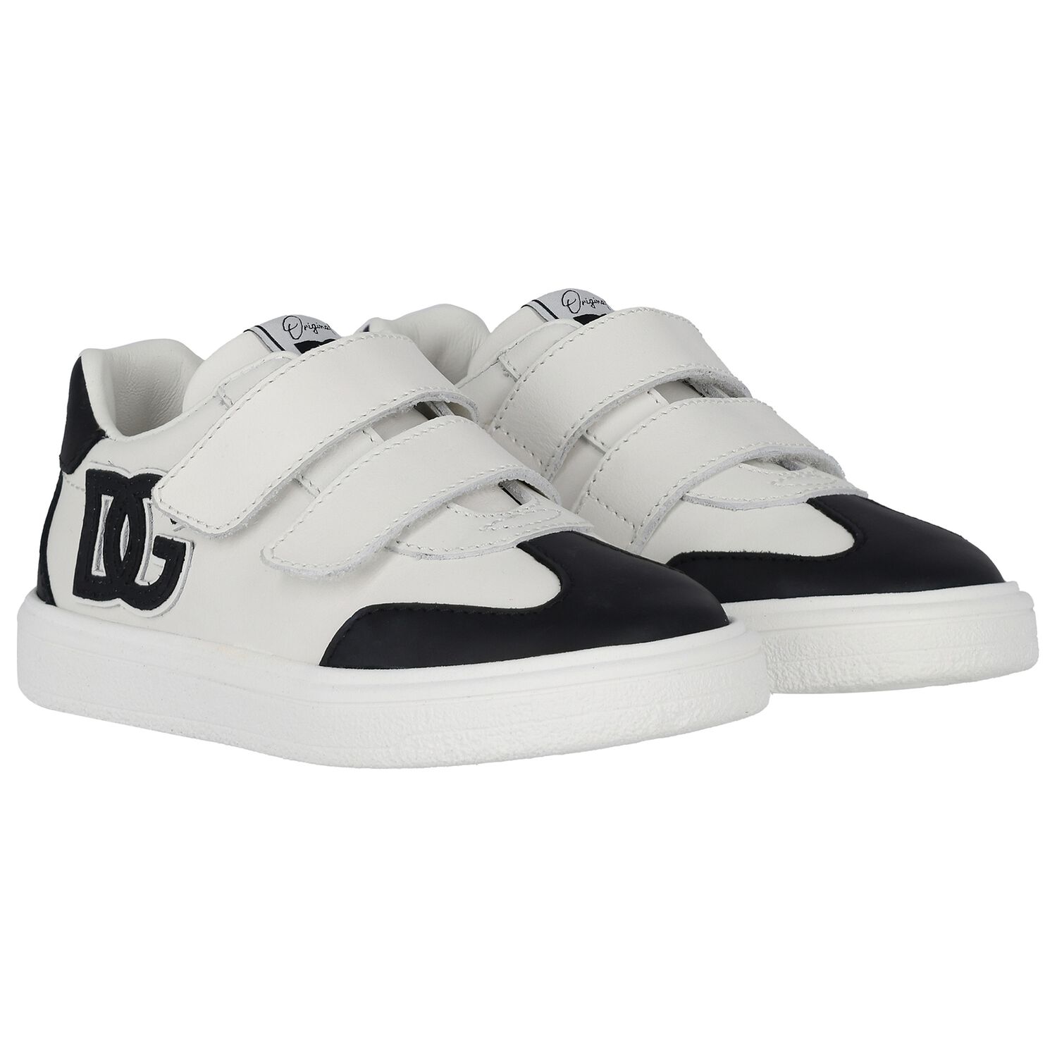 White & Black Logo Trainers, 1, hi-res