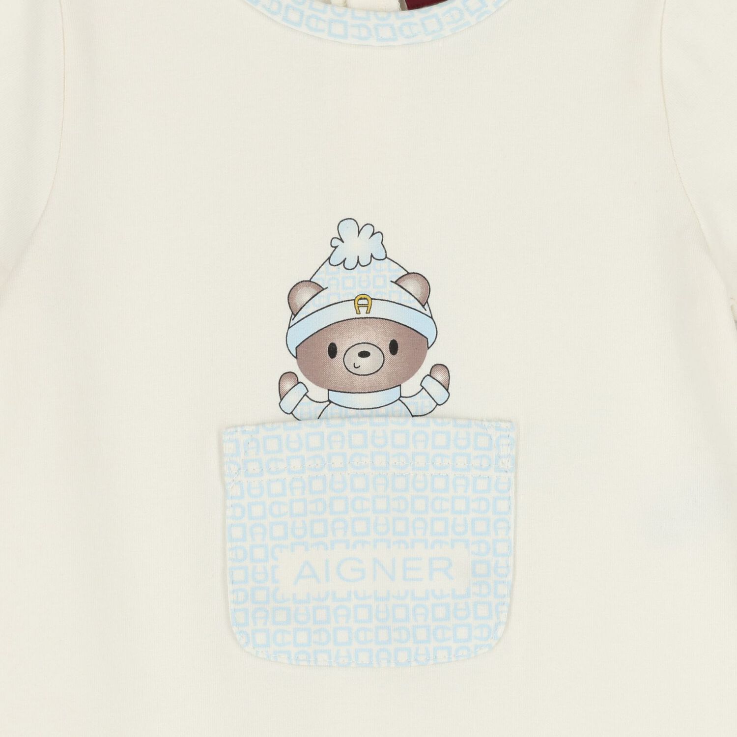 Baby Boys Ivory Teddy Bear Logo Romper, 2, hi-res
