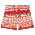 Girls Red & White Floral Shorts, 1, hi-res