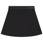 Girls Black Logo Skirt, 1, hi-res
