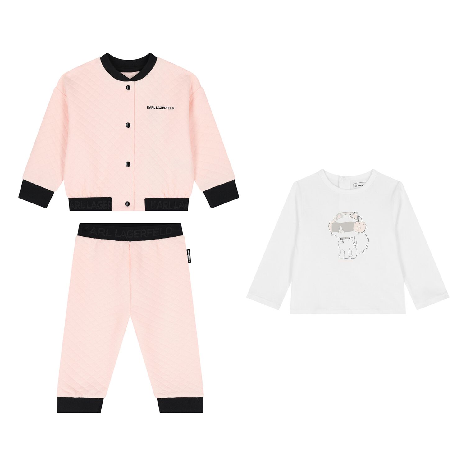 Younger Girls Pink Choupette Tracksuit Set, 1, hi-res