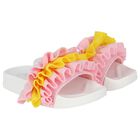 Girls Pink & Yellow Ruffle Sliders, 2, hi-res