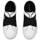 Boys White & Black Logo Trainers, 2, hi-res