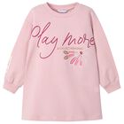 Girls Pink Fleece Sweatshirt Dress, 1, hi-res