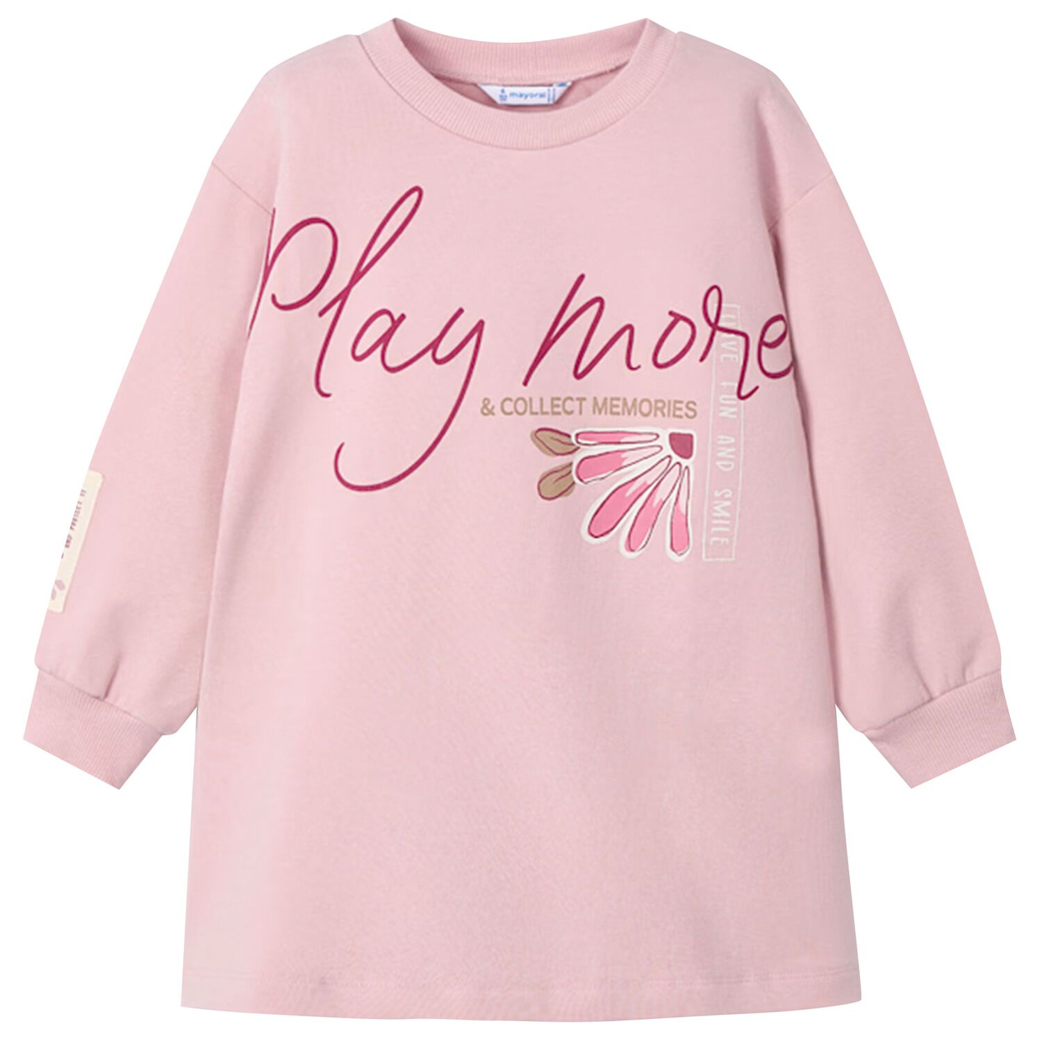 Girls Pink Fleece Sweatshirt Dress, 1, hi-res