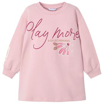 Girls Pink Fleece Sweatshirt Dress