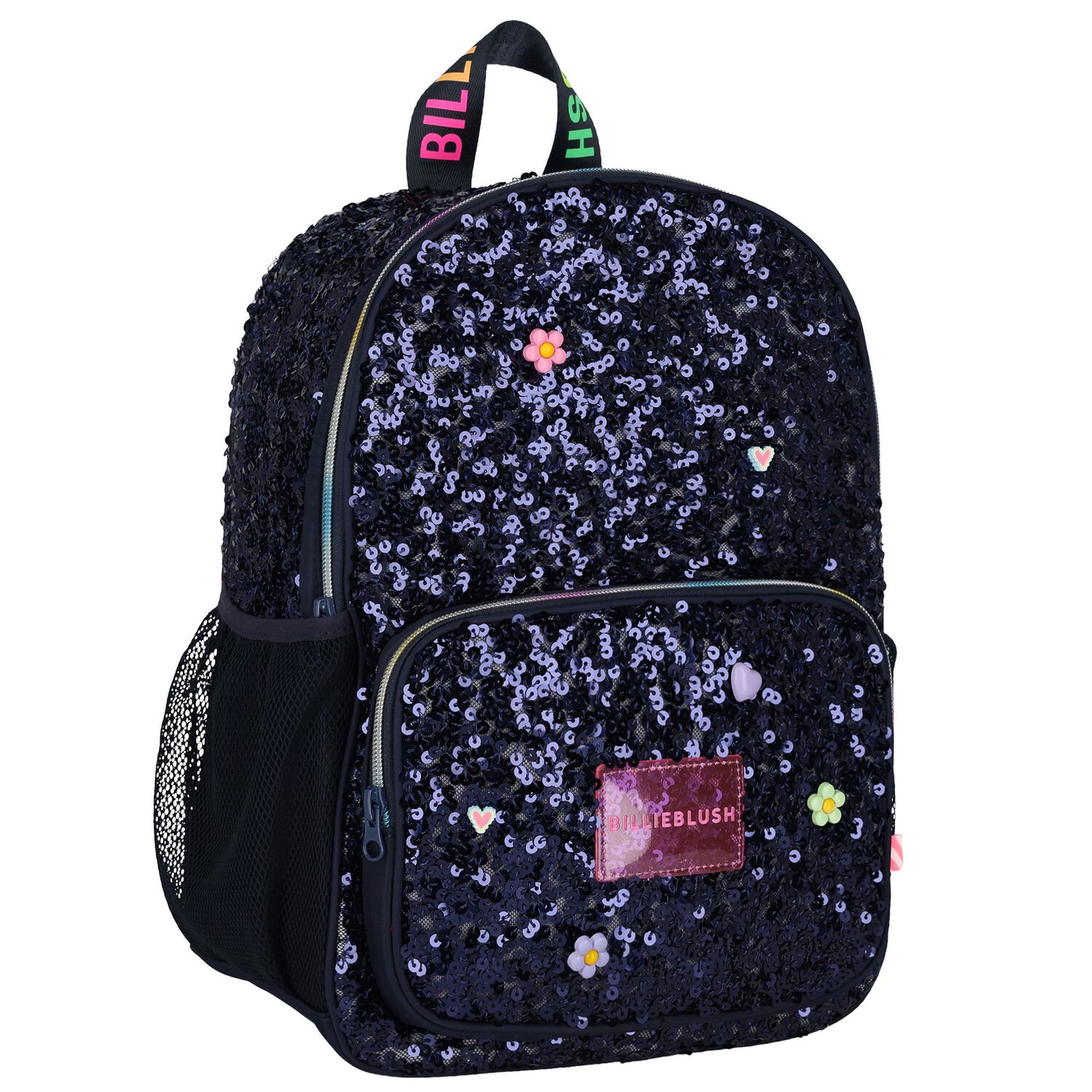 Girls Navy Blue Embellished Backpack ( 35cm ), 1, hi-res