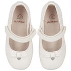 Younger Girls White Bow Ballerina Shoes, 1, hi-res