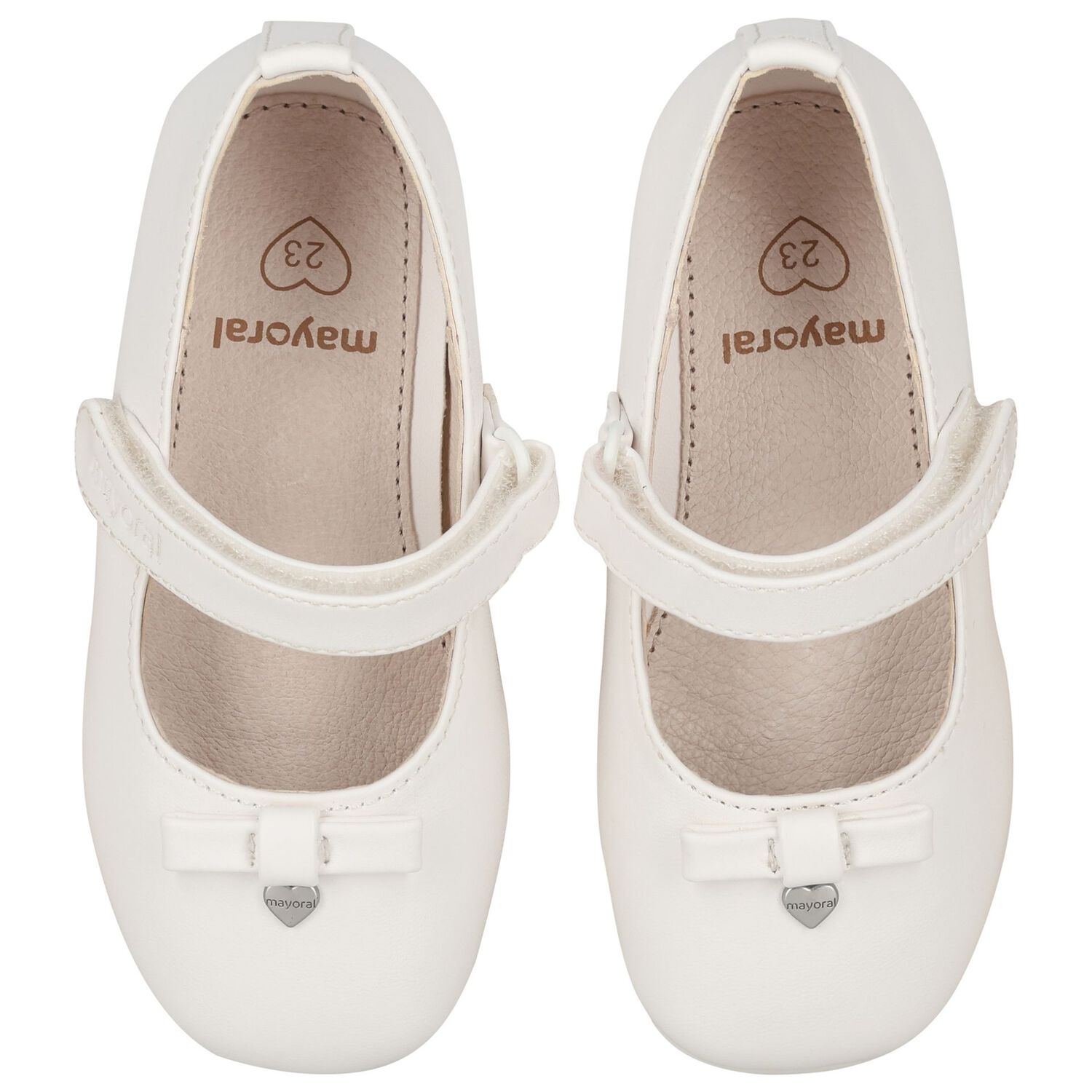 Younger Girls White Bow Ballerina Shoes, 1, hi-res