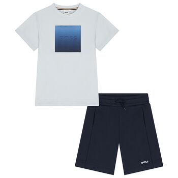 Boys Blue Logo Shorts Set