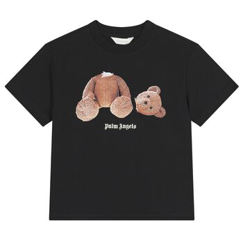 Boys Black Teddy Bear Logo T-Shirt