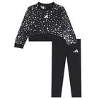 Girls Black Logo Heart Leggings Set, 1, hi-res