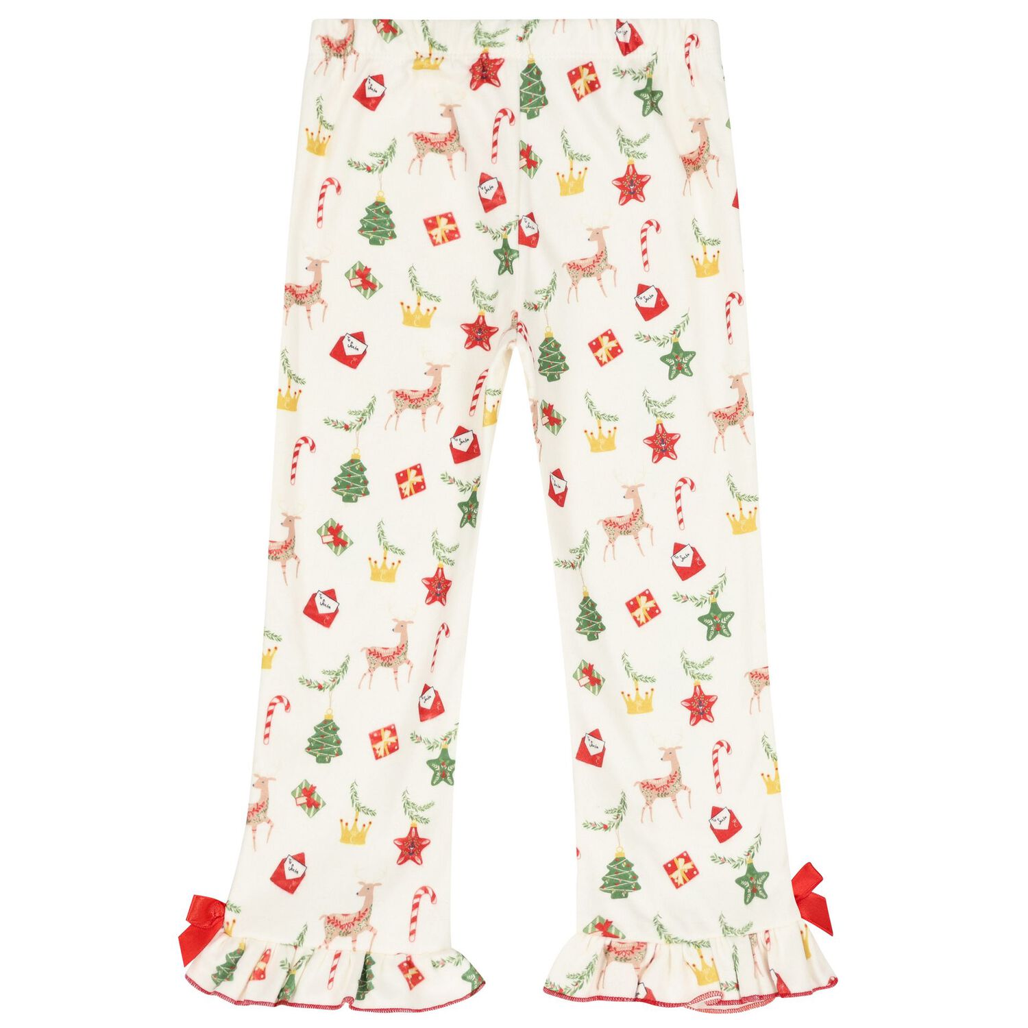 Girls Ivory & Red Ruffled Pyjamas, 1, hi-res