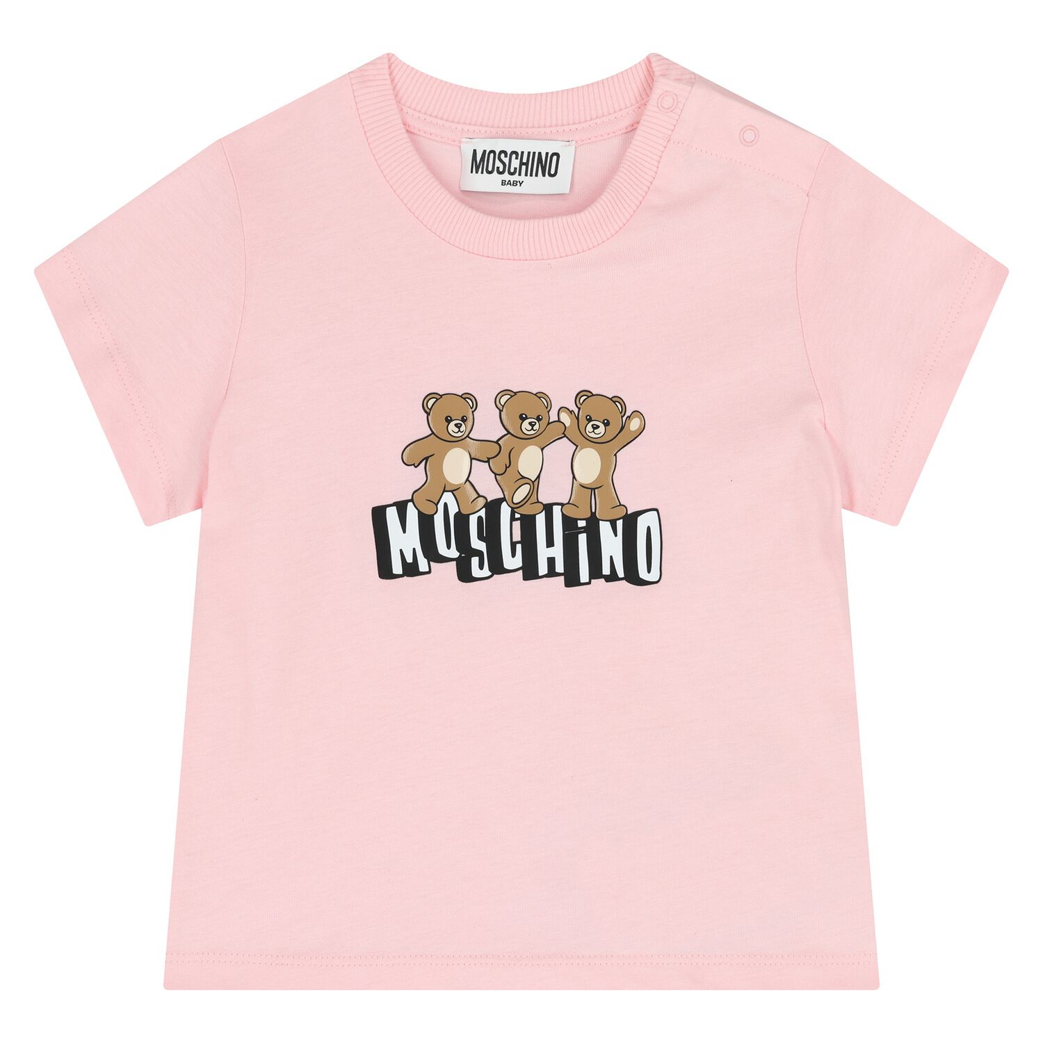 Younger Girls Pink Teddy Bear Logo T-Shirt, 2, hi-res